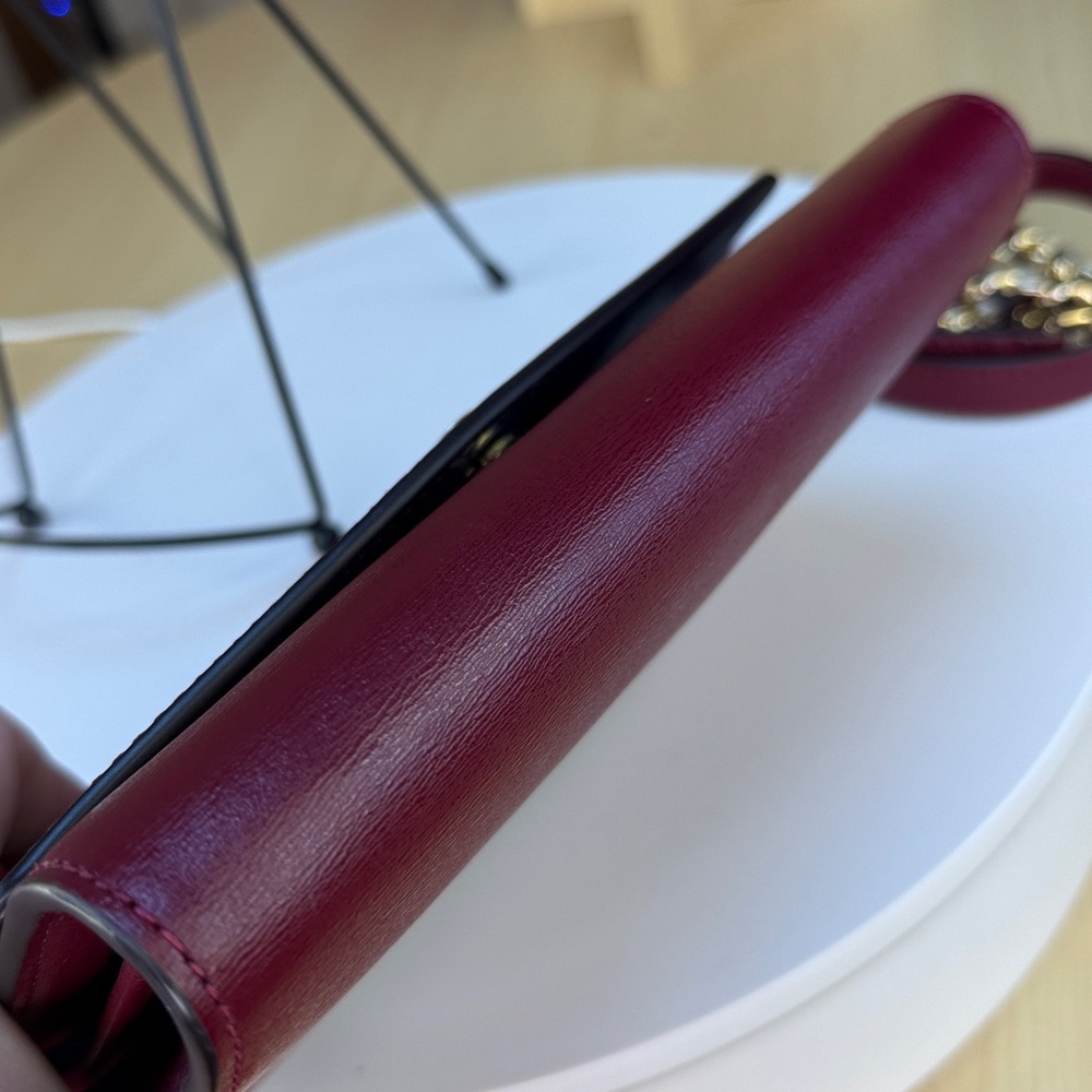 Tory Burch Wine Leather Crossbody with Gold Chain - Picture 8 of 13